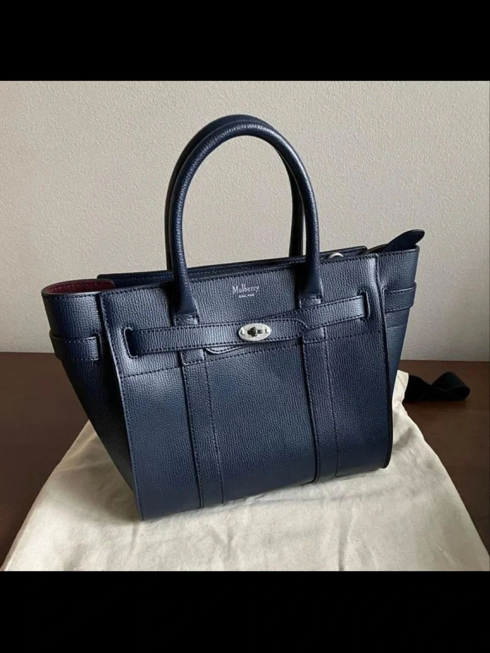 Mulberry Navy Leather Small Tote Bag